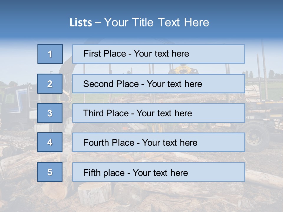 A Large Truck With Logs On The Back Of It PowerPoint Template