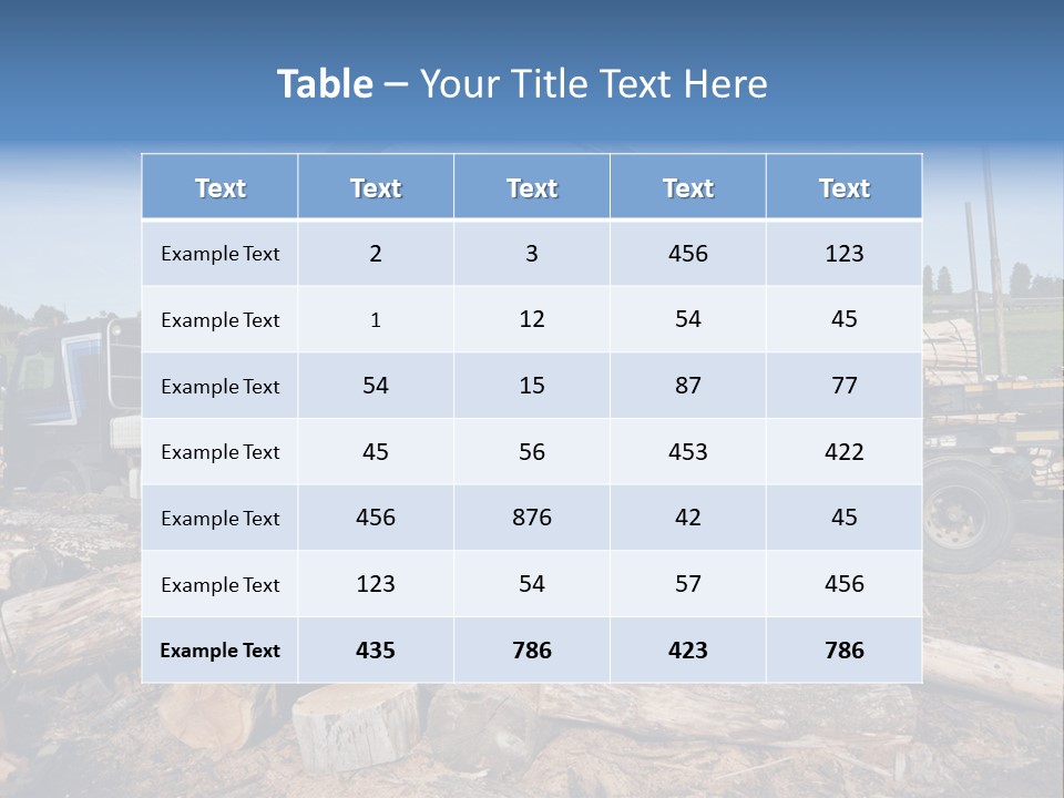 A Large Truck With Logs On The Back Of It PowerPoint Template