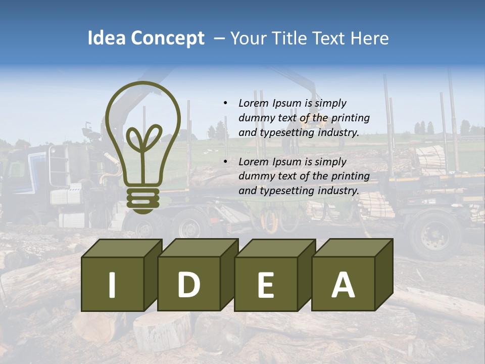 A Large Truck With Logs On The Back Of It PowerPoint Template