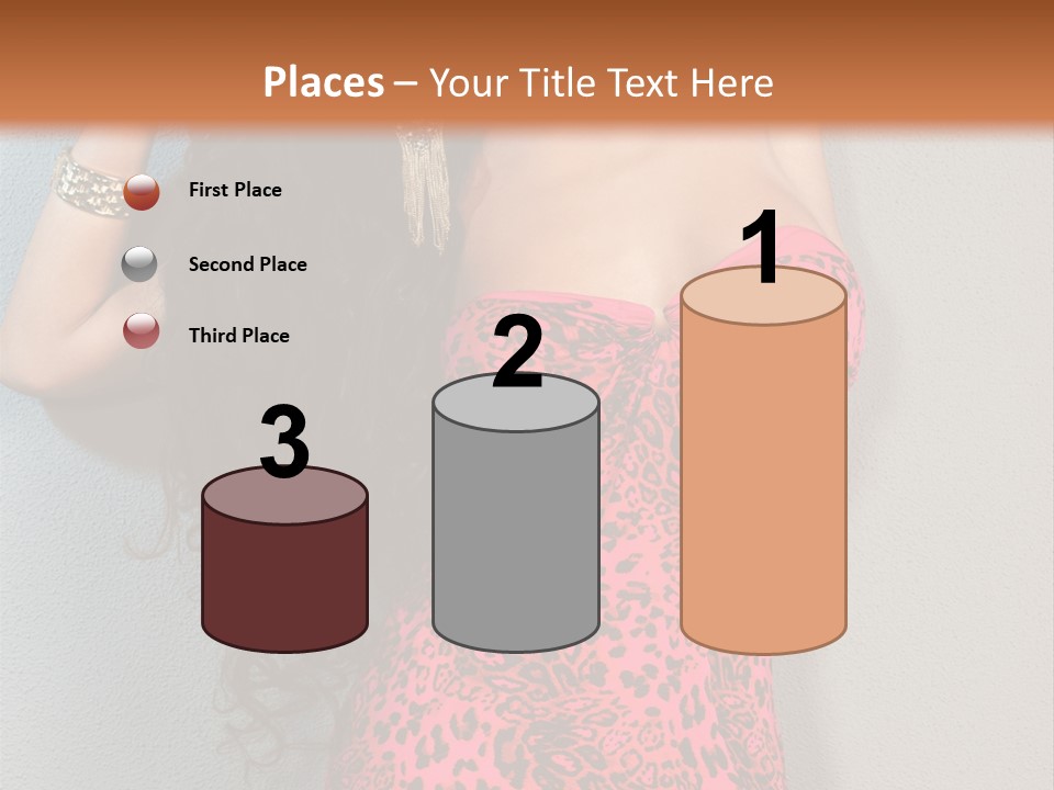 A Woman In A Pink Dress Is Posing For A Picture PowerPoint Template