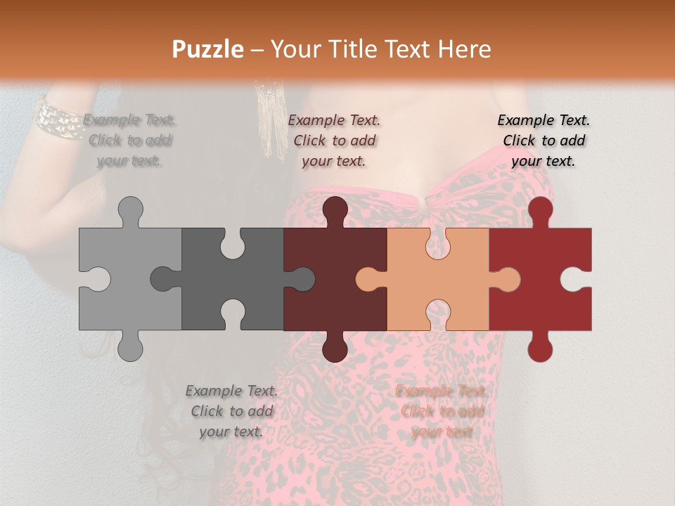 A Woman In A Pink Dress Is Posing For A Picture PowerPoint Template