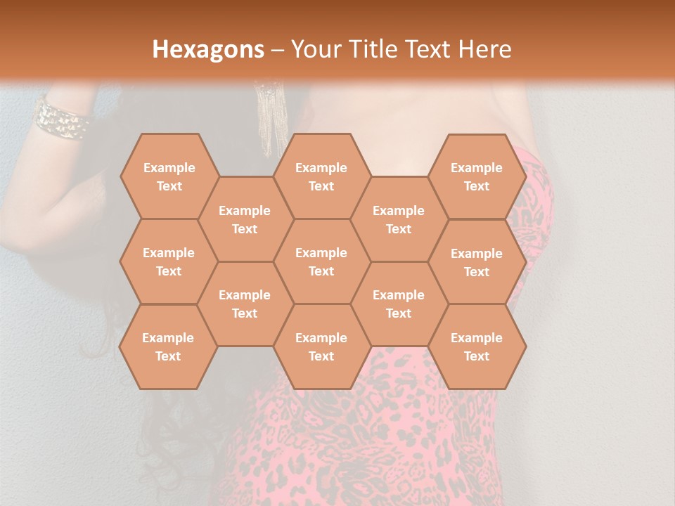 A Woman In A Pink Dress Is Posing For A Picture PowerPoint Template