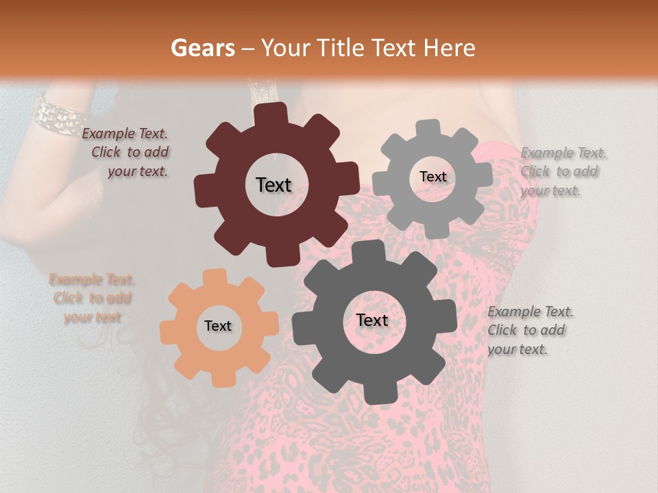 A Woman In A Pink Dress Is Posing For A Picture PowerPoint Template