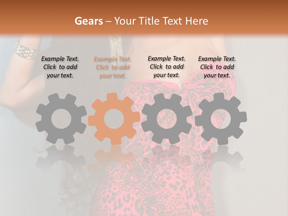 A Woman In A Pink Dress Is Posing For A Picture PowerPoint Template