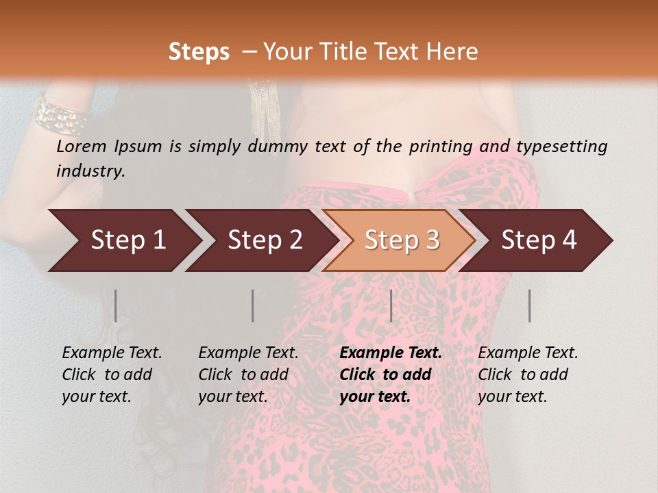 A Woman In A Pink Dress Is Posing For A Picture PowerPoint Template