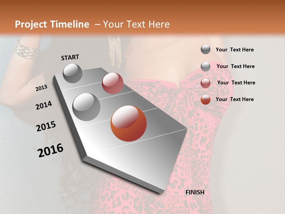 A Woman In A Pink Dress Is Posing For A Picture PowerPoint Template