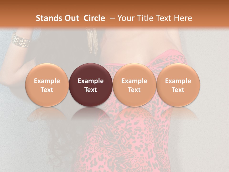 A Woman In A Pink Dress Is Posing For A Picture PowerPoint Template
