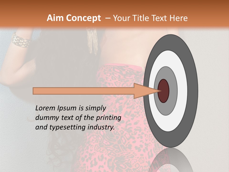 A Woman In A Pink Dress Is Posing For A Picture PowerPoint Template