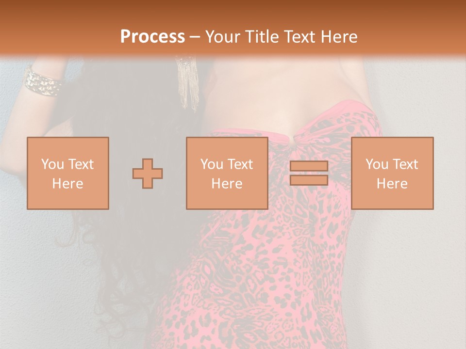 A Woman In A Pink Dress Is Posing For A Picture PowerPoint Template