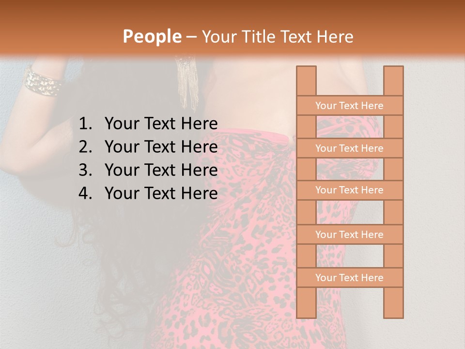 A Woman In A Pink Dress Is Posing For A Picture PowerPoint Template