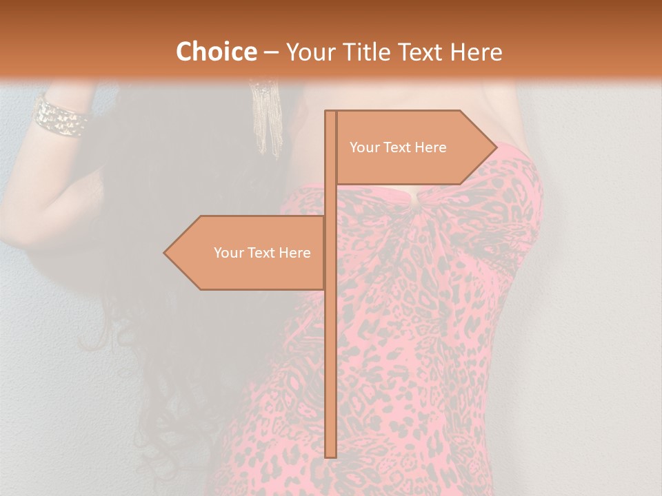 A Woman In A Pink Dress Is Posing For A Picture PowerPoint Template