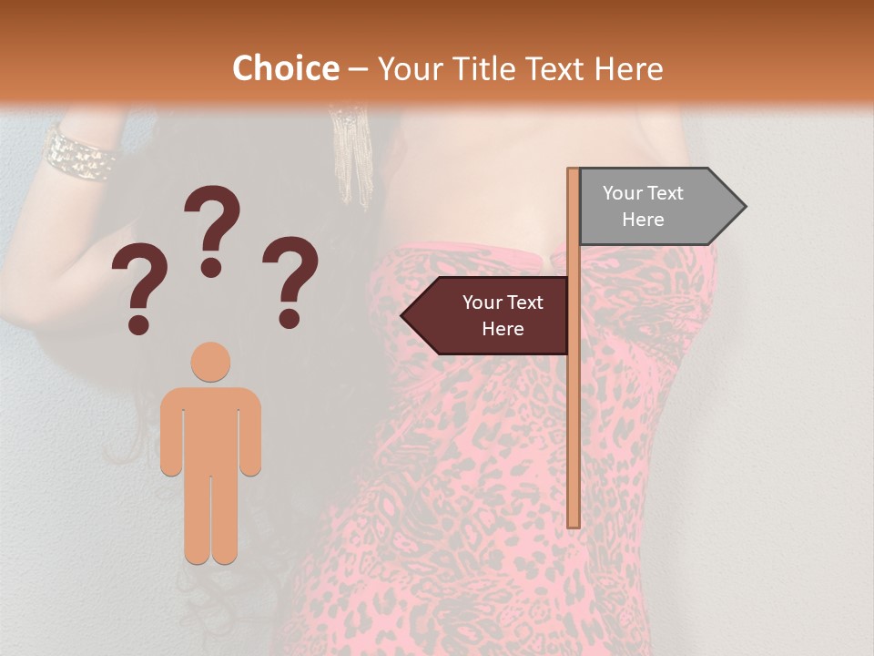 A Woman In A Pink Dress Is Posing For A Picture PowerPoint Template