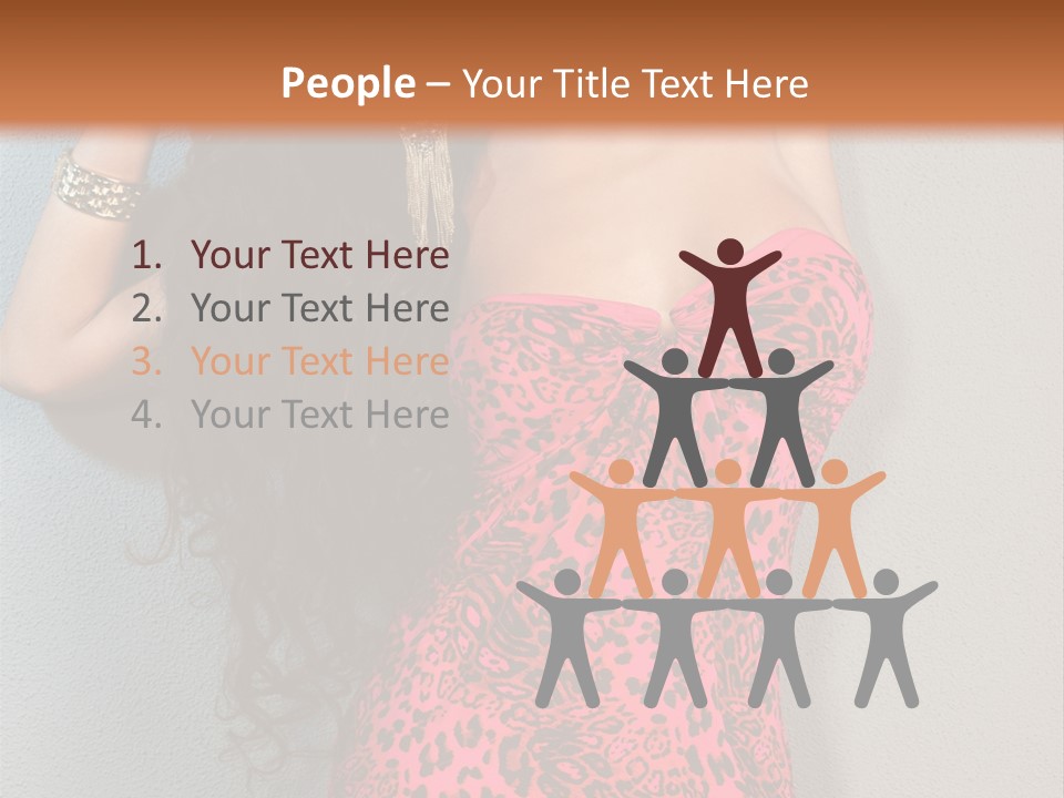 A Woman In A Pink Dress Is Posing For A Picture PowerPoint Template