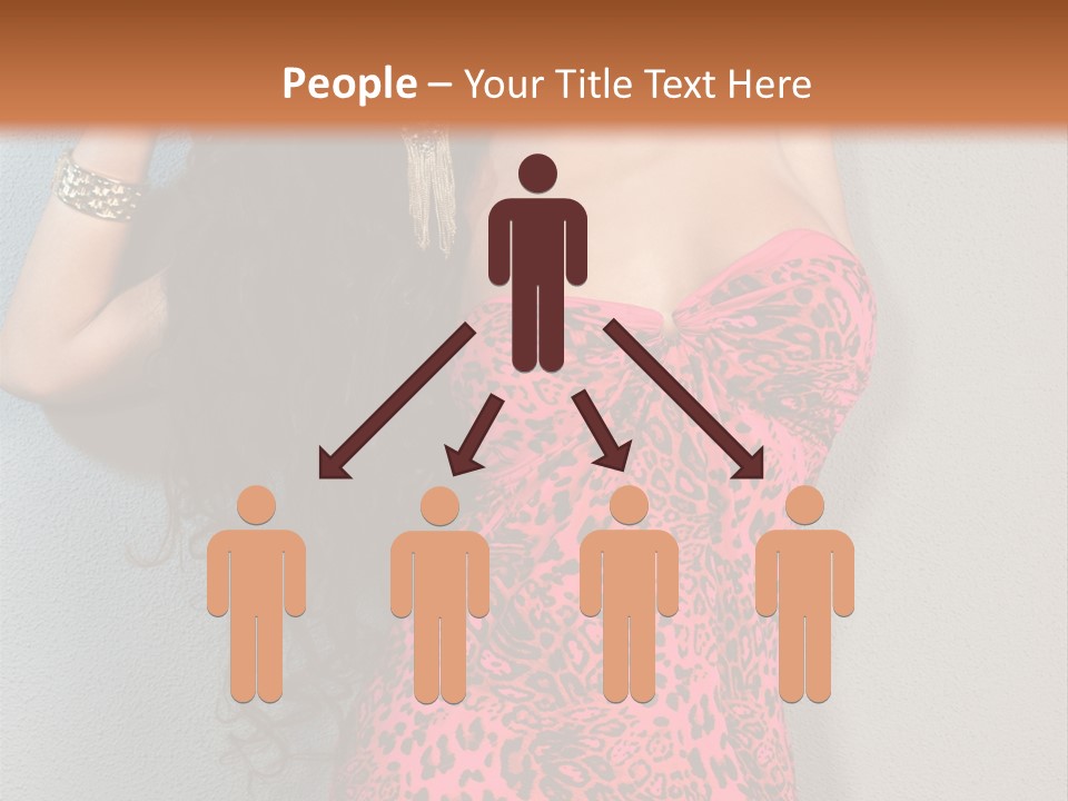 A Woman In A Pink Dress Is Posing For A Picture PowerPoint Template