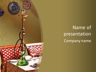 A Table With A Lamp On Top Of It PowerPoint Template