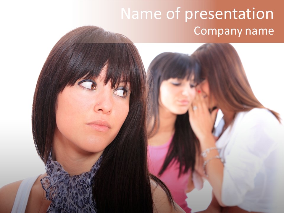 Expression Brunette Discussing PowerPoint Template