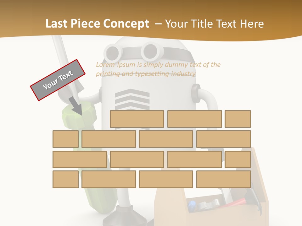 A Robot With A Tool In A Box On A White Background PowerPoint Template
