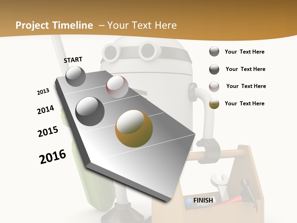 A Robot With A Tool In A Box On A White Background PowerPoint Template