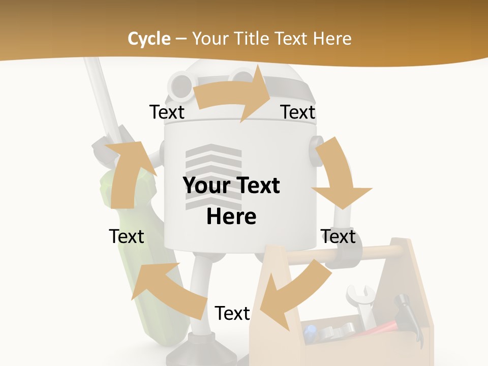 A Robot With A Tool In A Box On A White Background PowerPoint Template