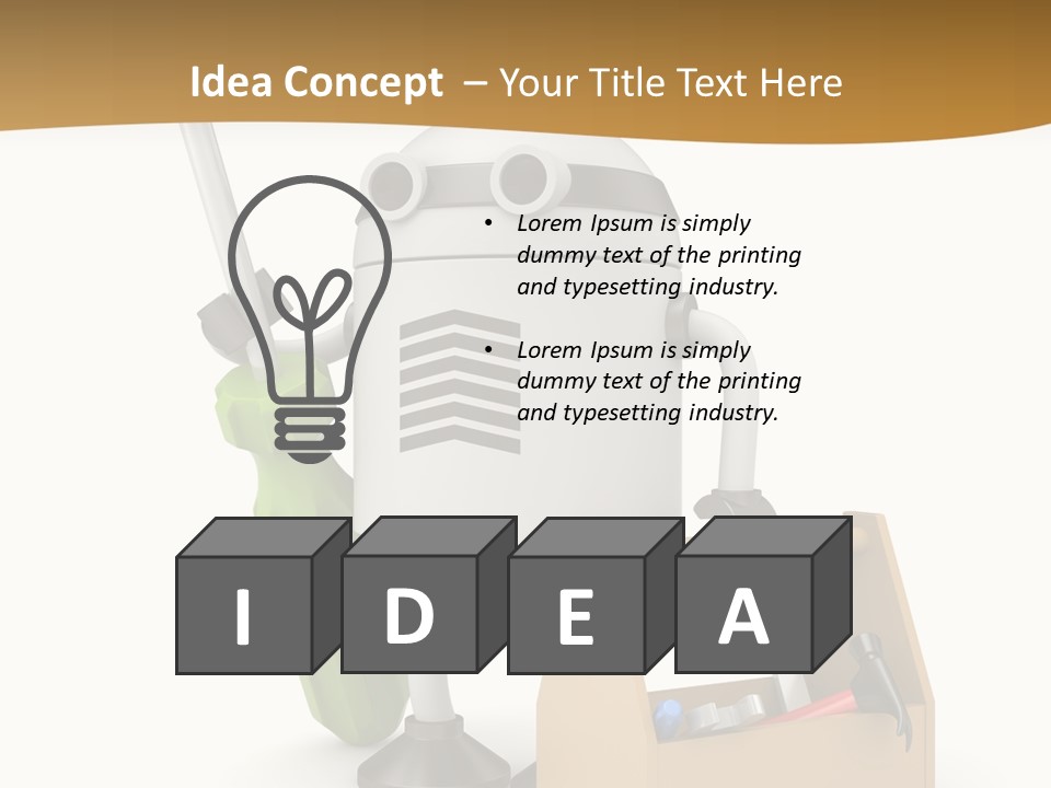 A Robot With A Tool In A Box On A White Background PowerPoint Template