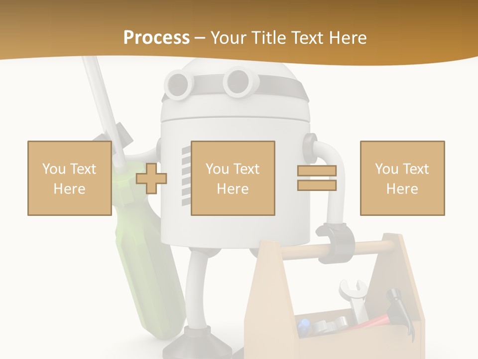 A Robot With A Tool In A Box On A White Background PowerPoint Template
