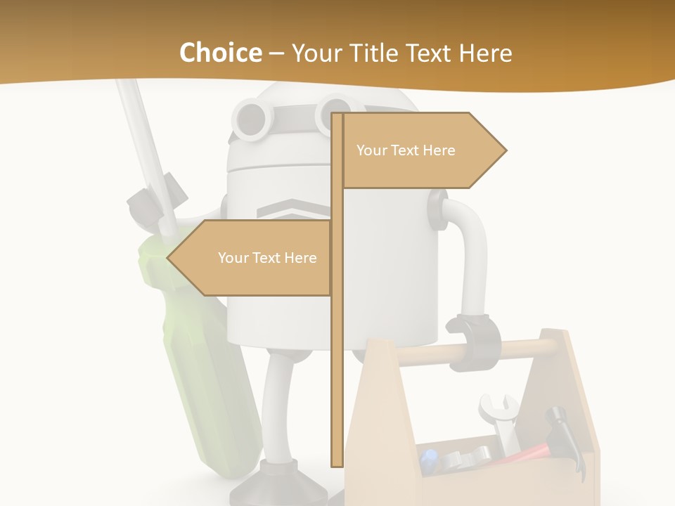 A Robot With A Tool In A Box On A White Background PowerPoint Template