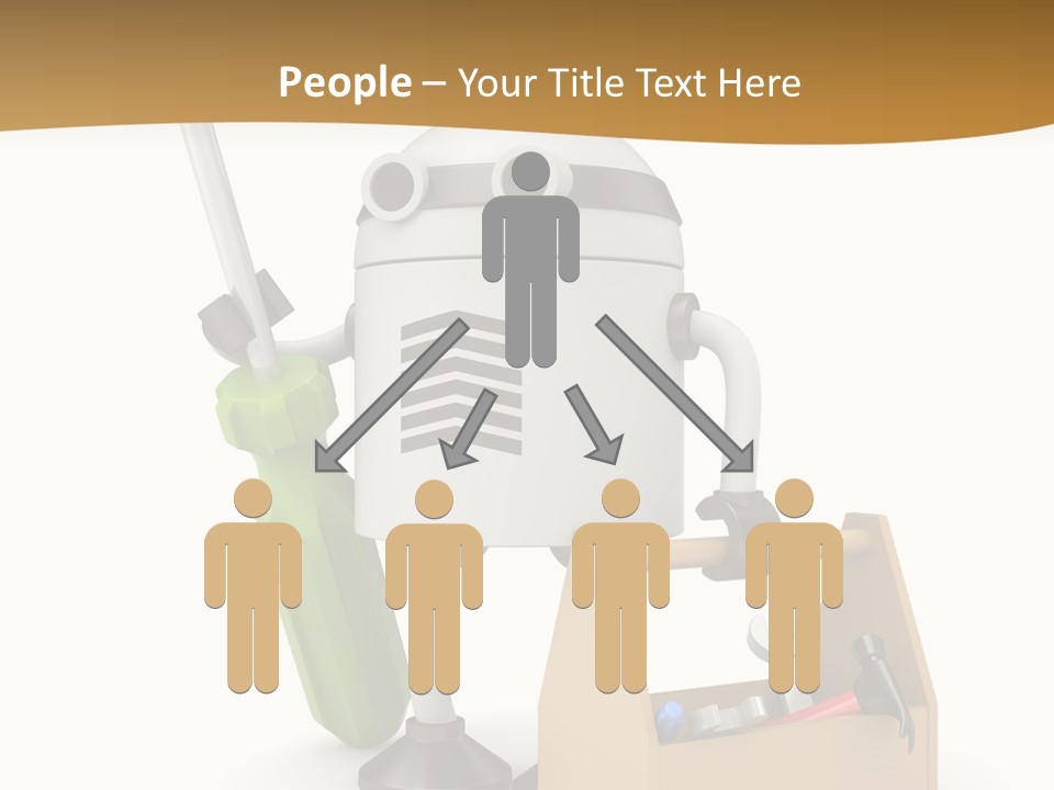 A Robot With A Tool In A Box On A White Background PowerPoint Template