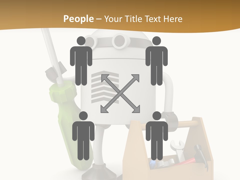 A Robot With A Tool In A Box On A White Background PowerPoint Template