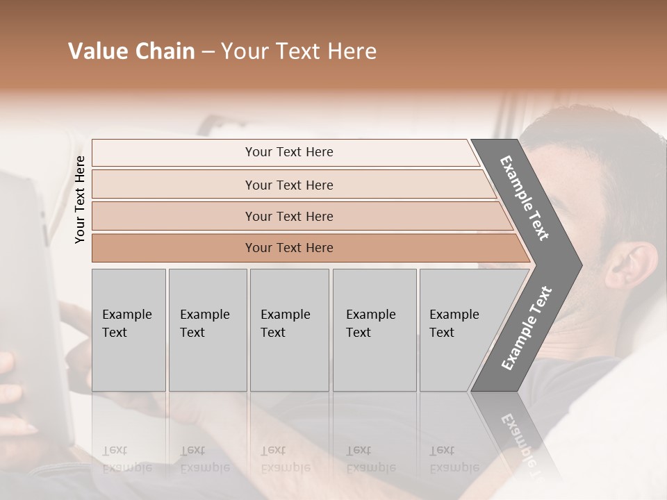 A Man Sitting On A Couch Looking At A Tablet PowerPoint Template