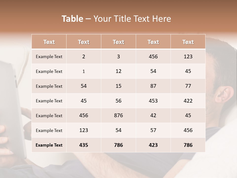 A Man Sitting On A Couch Looking At A Tablet PowerPoint Template