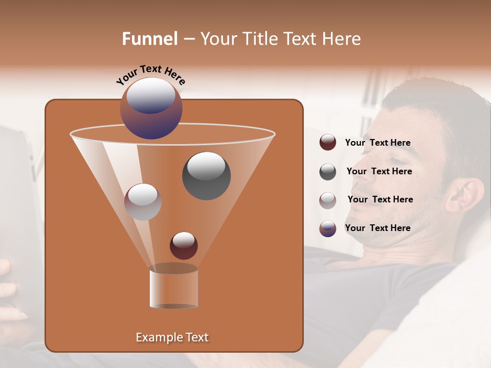 A Man Sitting On A Couch Looking At A Tablet PowerPoint Template