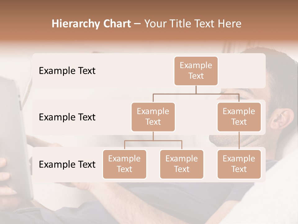 A Man Sitting On A Couch Looking At A Tablet PowerPoint Template