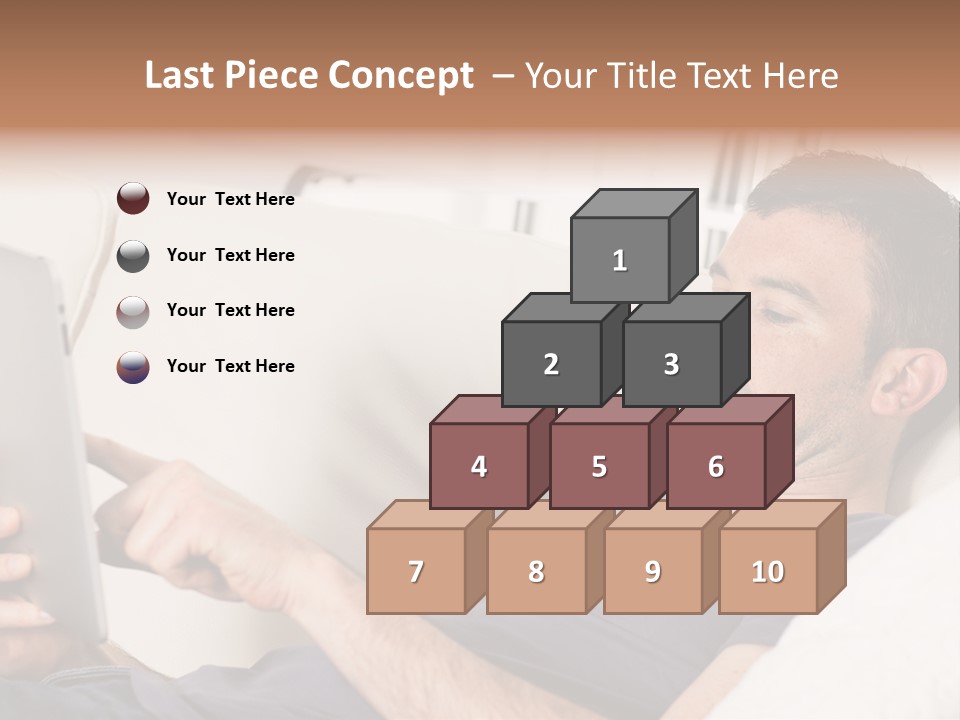A Man Sitting On A Couch Looking At A Tablet PowerPoint Template