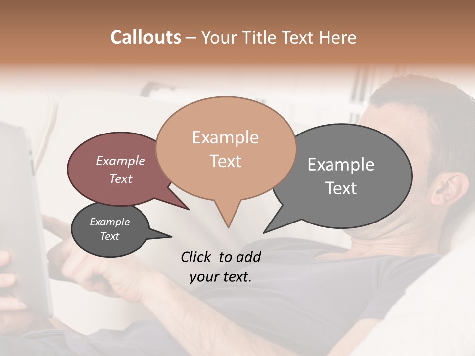 A Man Sitting On A Couch Looking At A Tablet PowerPoint Template