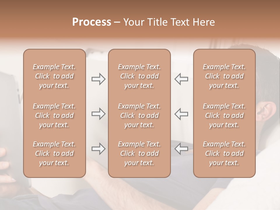 A Man Sitting On A Couch Looking At A Tablet PowerPoint Template