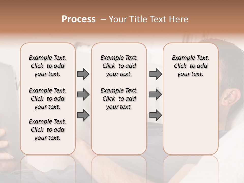 A Man Sitting On A Couch Looking At A Tablet PowerPoint Template