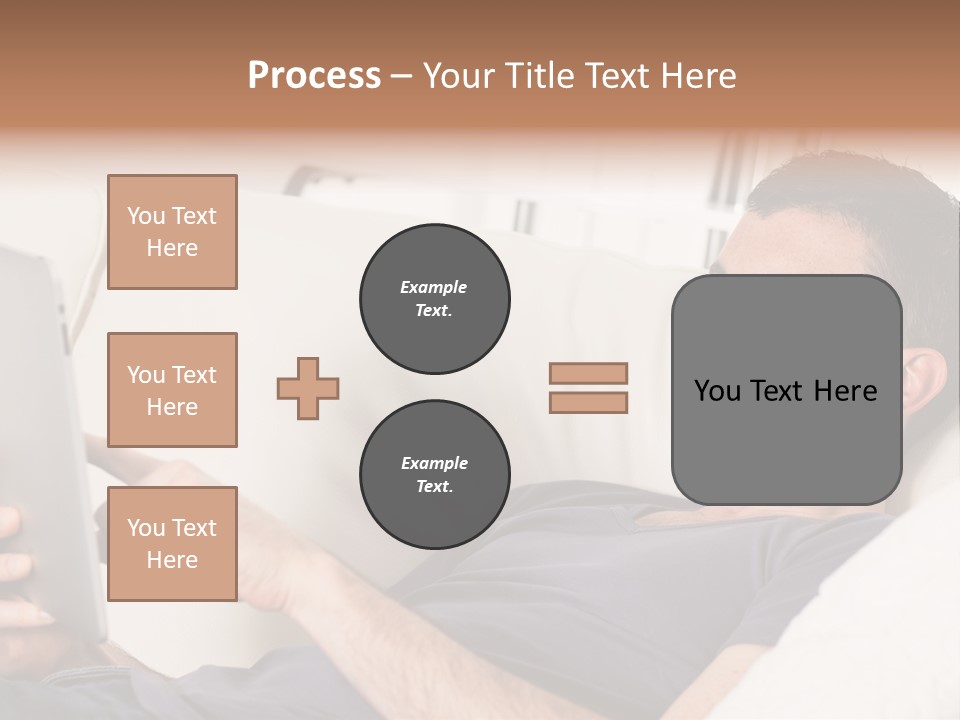 A Man Sitting On A Couch Looking At A Tablet PowerPoint Template