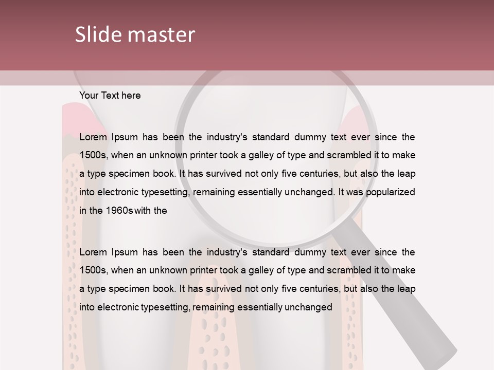 A Tooth With A Magnifying Glass On Top Of It PowerPoint Template