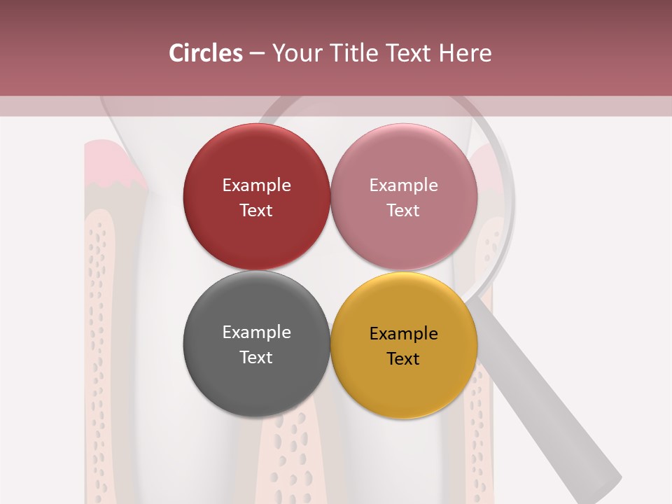 A Tooth With A Magnifying Glass On Top Of It PowerPoint Template