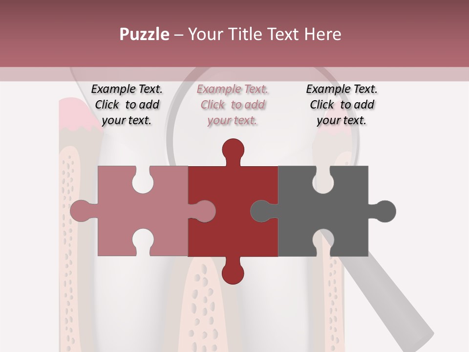 A Tooth With A Magnifying Glass On Top Of It PowerPoint Template