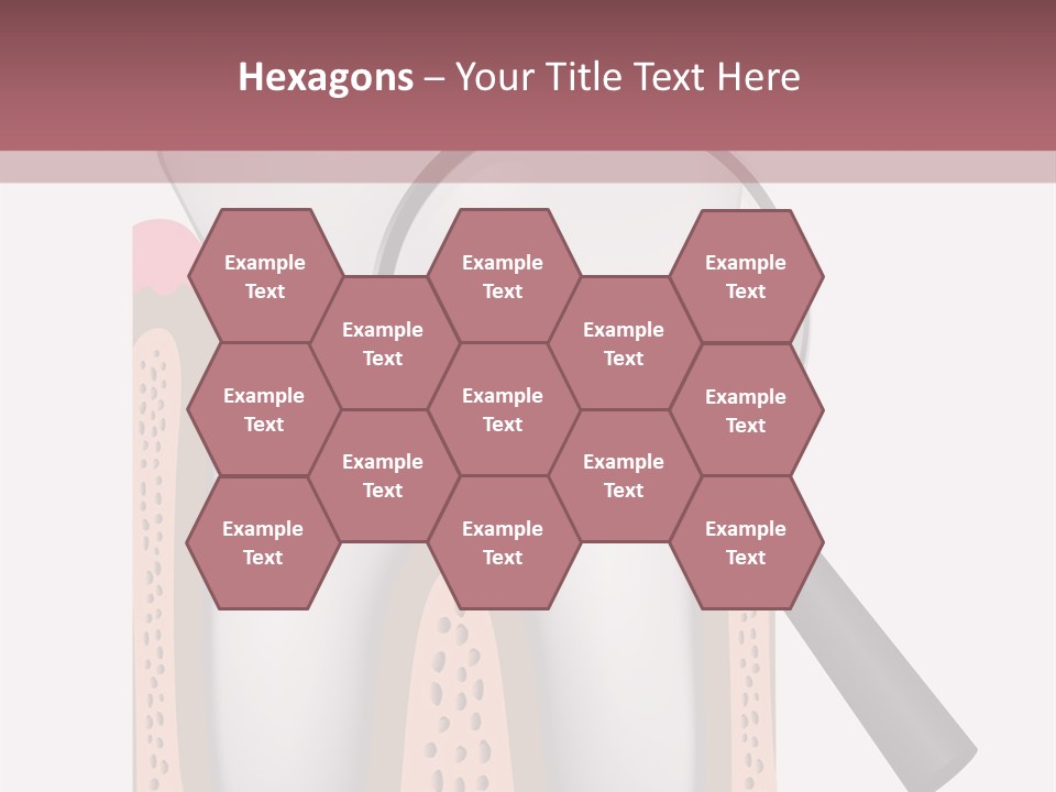 A Tooth With A Magnifying Glass On Top Of It PowerPoint Template