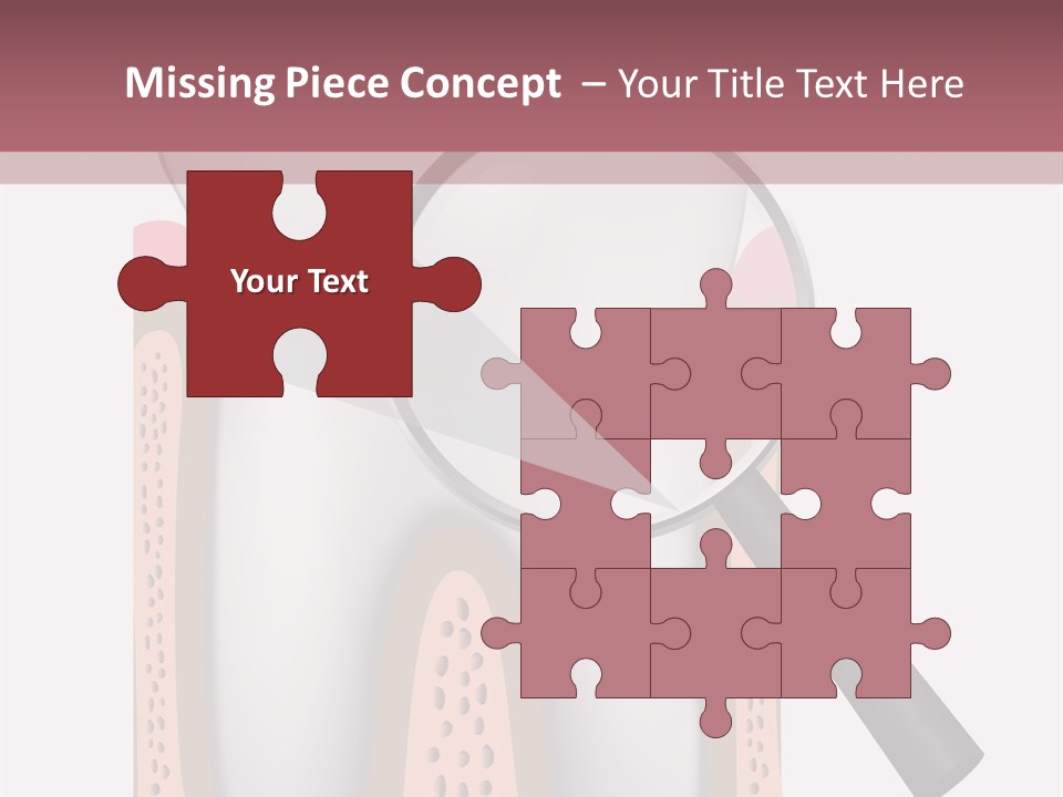 A Tooth With A Magnifying Glass On Top Of It PowerPoint Template