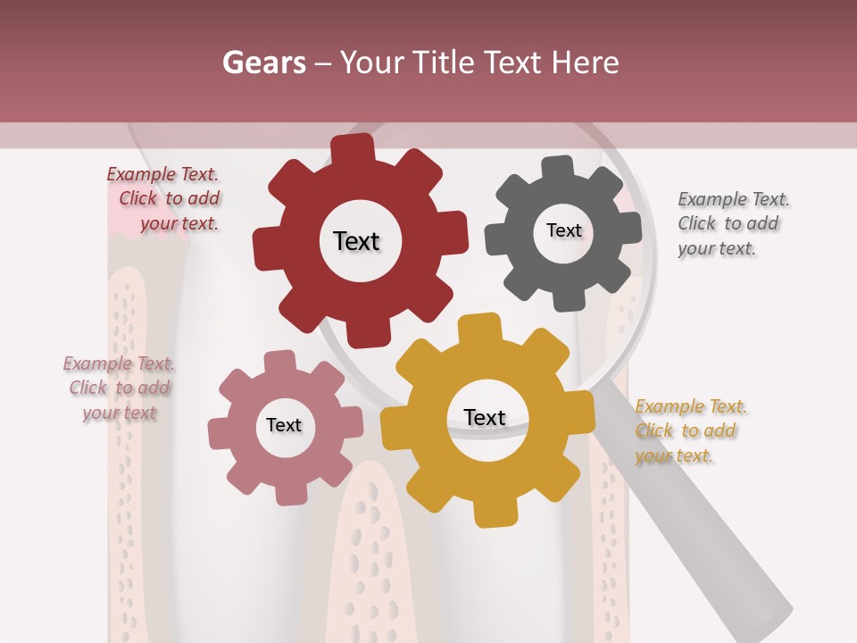 A Tooth With A Magnifying Glass On Top Of It PowerPoint Template