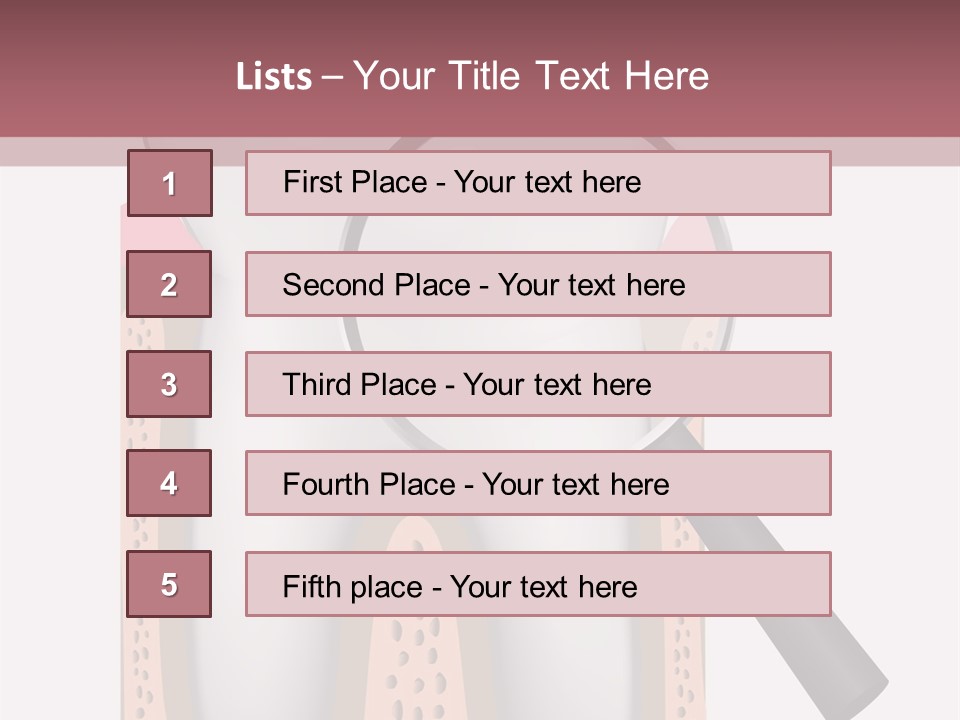 A Tooth With A Magnifying Glass On Top Of It PowerPoint Template