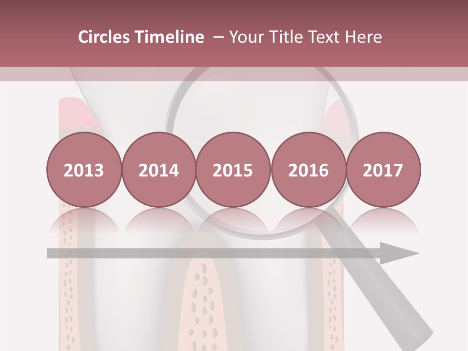 A Tooth With A Magnifying Glass On Top Of It PowerPoint Template