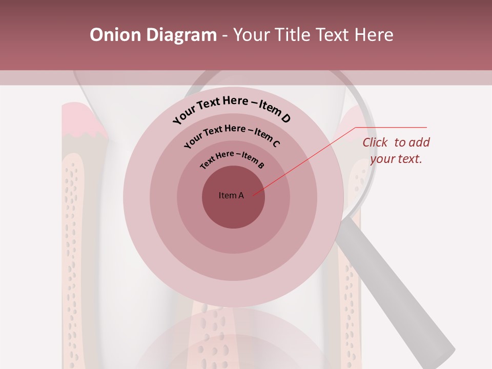 A Tooth With A Magnifying Glass On Top Of It PowerPoint Template
