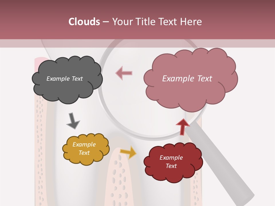 A Tooth With A Magnifying Glass On Top Of It PowerPoint Template