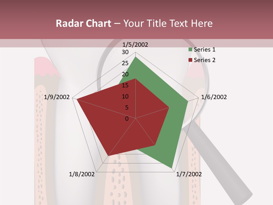 A Tooth With A Magnifying Glass On Top Of It PowerPoint Template