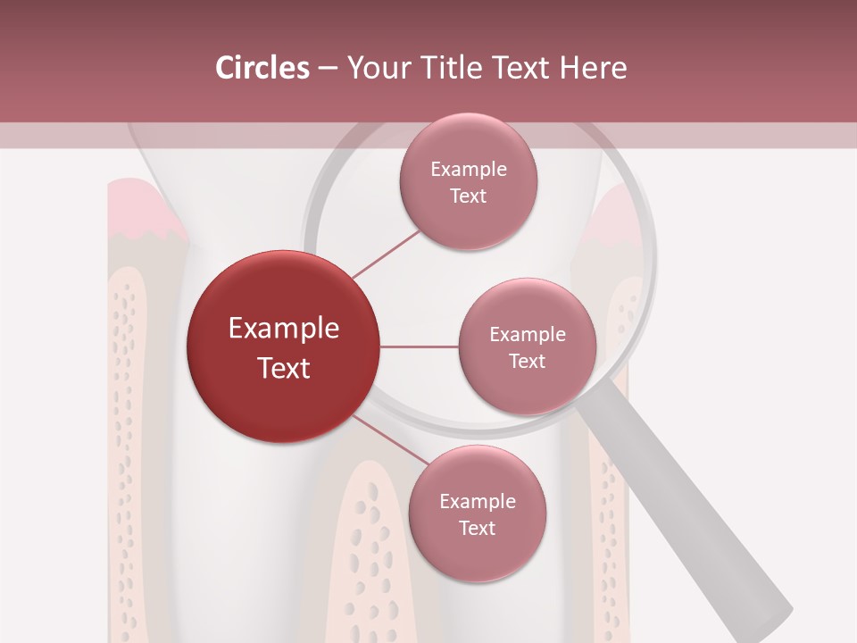 A Tooth With A Magnifying Glass On Top Of It PowerPoint Template