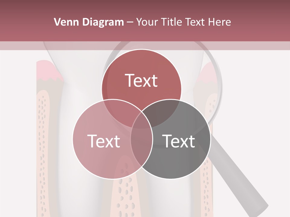 A Tooth With A Magnifying Glass On Top Of It PowerPoint Template